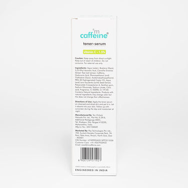 mCaffeine 1.5% Vitamin C 2in1 Face Toner-Serum with Green Tea Women & Men| Reduces Dark Spots & Pigmentation, Tightens Pores | Glowing Skin in 1 Use | 150ml